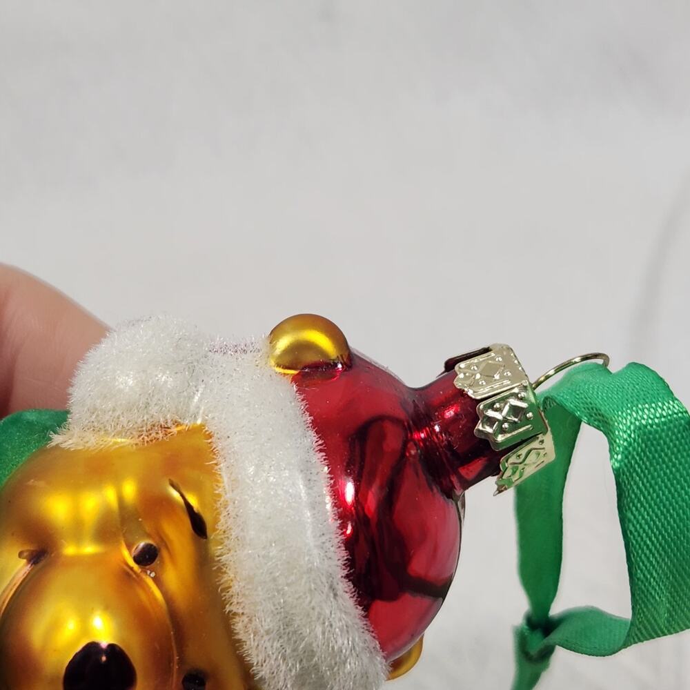 Disney Pooh Bear Blown Glass Christmas Tree Ornament Decor Flocked Box Honey - Picture 12 of 13